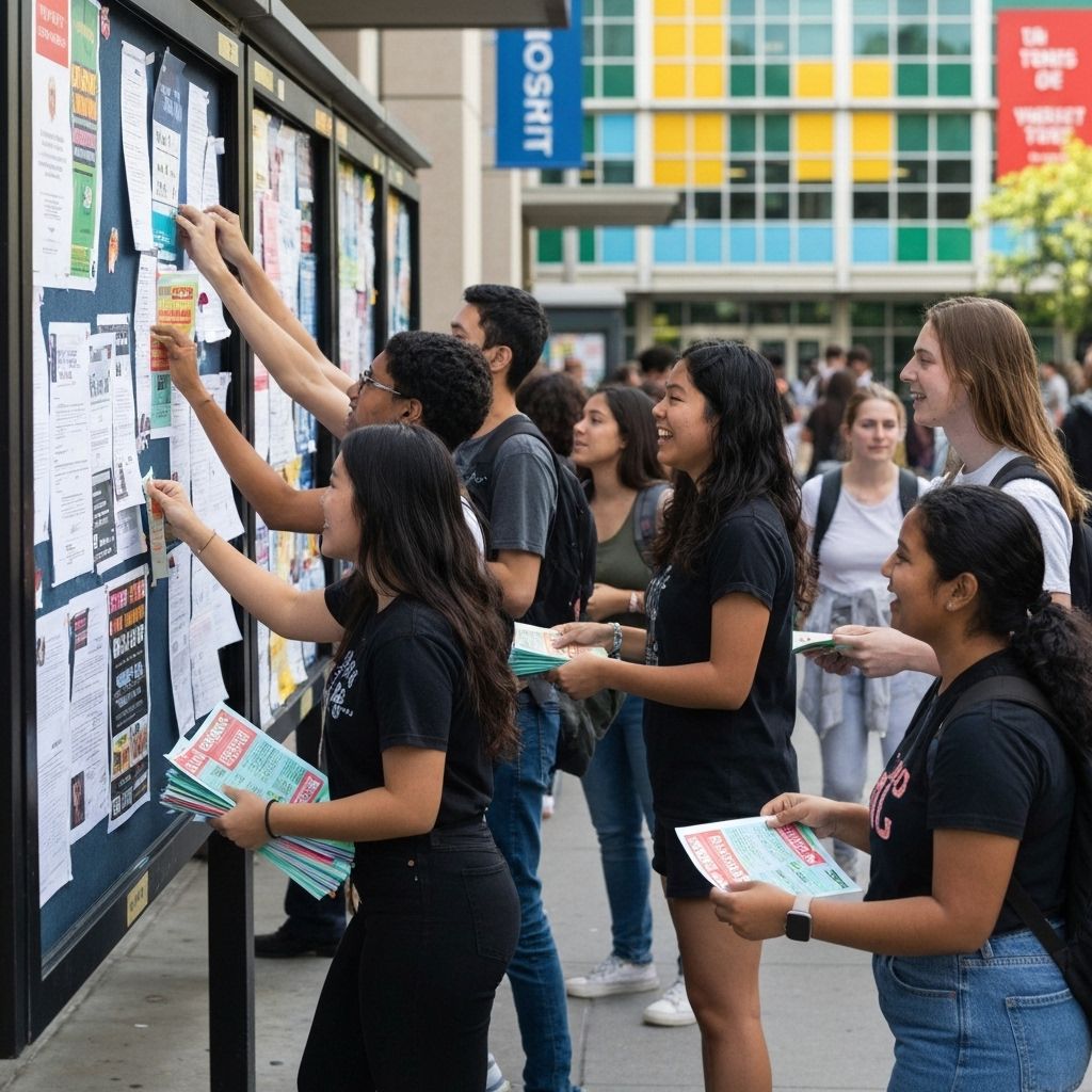 Students posting flyers