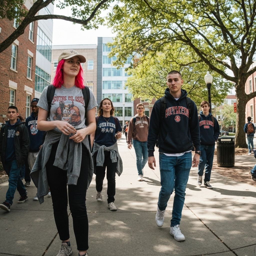 Students in branded merch
